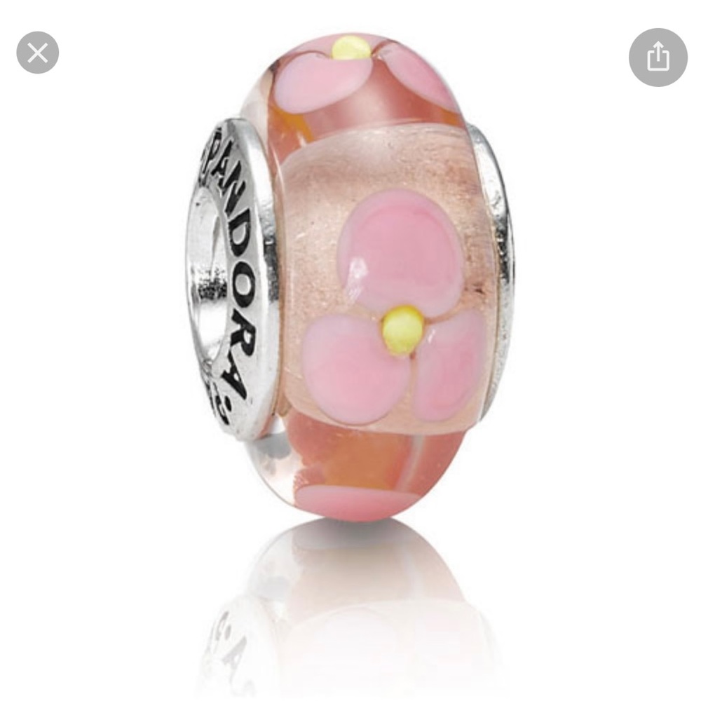 TWO Pandora Murano glass charm bead in pink and teal - Picture 6 of 8